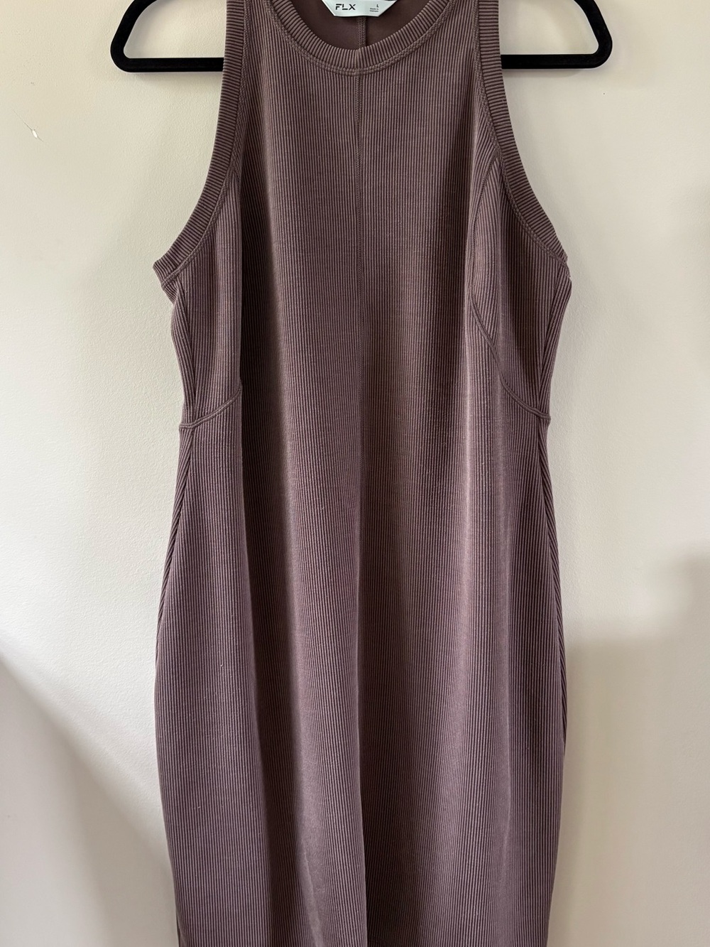 FLX Sleeveless Ribbed Racerback Dress in Brown
